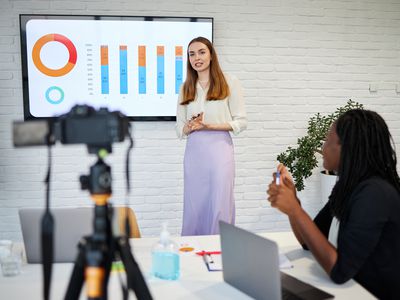 A woman presenting live on video