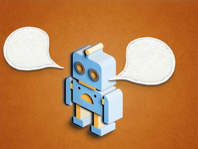 Illustration of a robot with word balloons